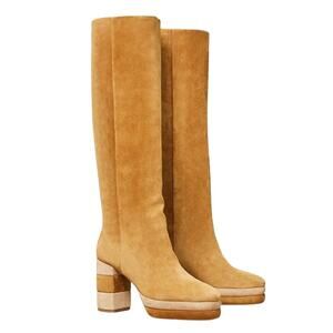 Tory Burch Platform Knee Boot Camel Women's Size 7 Floor Model Condition